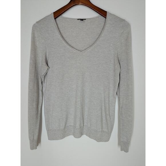 Talbots Cashmere Pima Cotton Blend Sweater Women's Medium V-Neck Pullover Tan - Picture 1 of 7